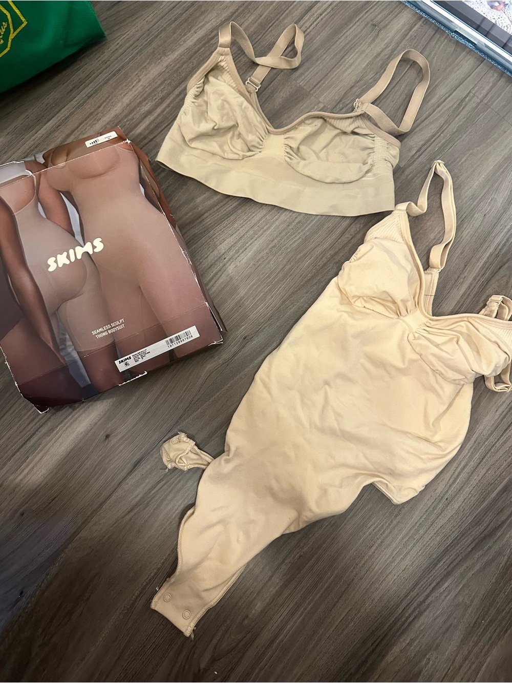 SKIMS Nude Beige Shaping Bodysuit and Bra Top Duo